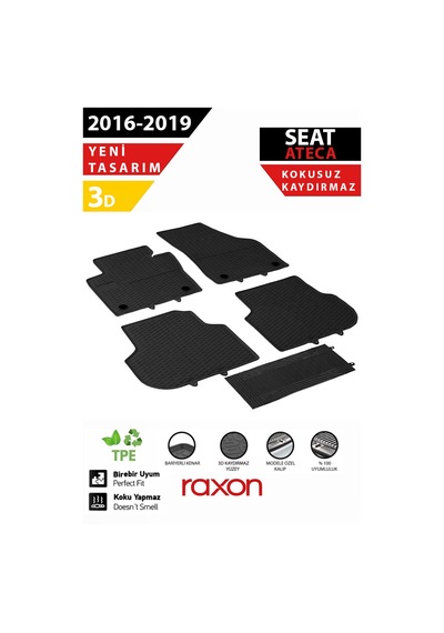 Seat Ateca 2016-2019 3d Havuzlu Paspas Tam Uyumlu Su Geçirmez, Kaymaz