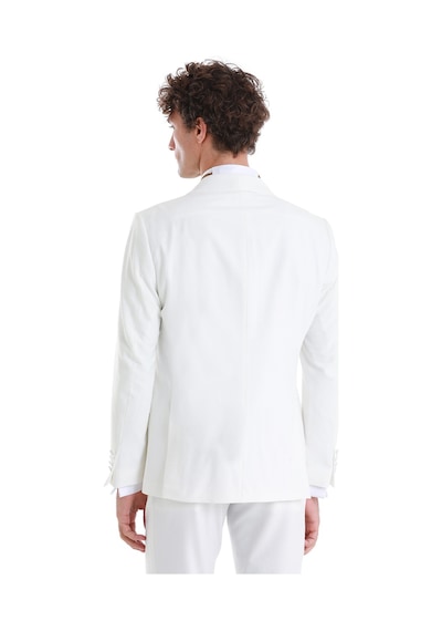 Hatemoğlu Beyaz Slim Fit Düz Çıkma Şal Yaka Smokin Damatlık 33122124c002 001 Beyaz