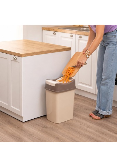 8 Litre Kapaklı Çöp Kovası, Modern Tasarım Pratik Mutfak Banyo Ofis Çöp Kutusu, Kapaklı Plastik Atık Kovası K
