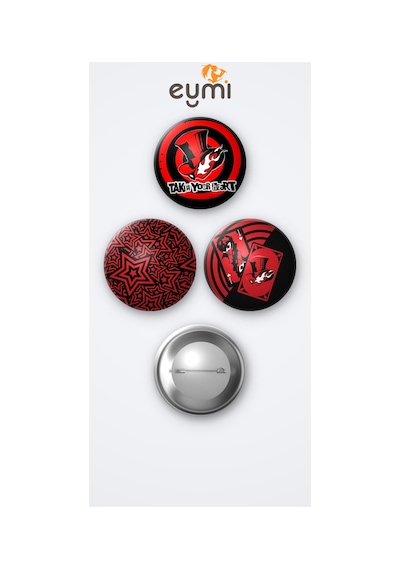 Persona 5 Oyunu 3'lü Metal Rozet Seti 58mm İğneli Buton Çanta Yaka Rozeti Çok Renkli
