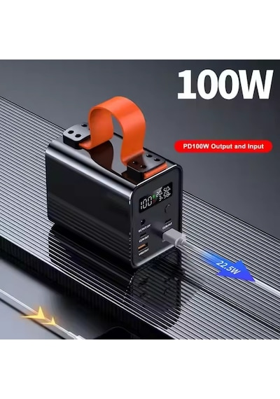 Powerbank 60.000 Mah 100w Hızlı Şarj Type-c Dijital Ekranlı Taşınabilir Güç Kaynağı-1753 Siyah