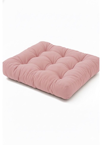 Rual Kadife Döşemelik Kumaştan Yer Pufu Sandalye Minderi Yer Minderi 60x60 Cm Pembe