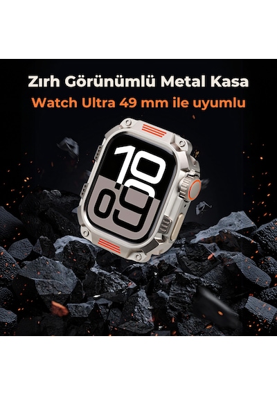 Watch Ultra 49 Mm İle Uyumlu Metal Saat Koruyucu Kılıf Zırh Tasarım Kasa