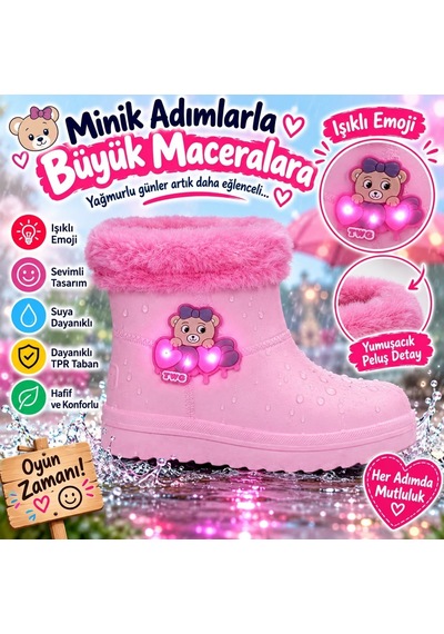 Look Life Su Geçirmez Çocuk Yağmur Botu Pembe
