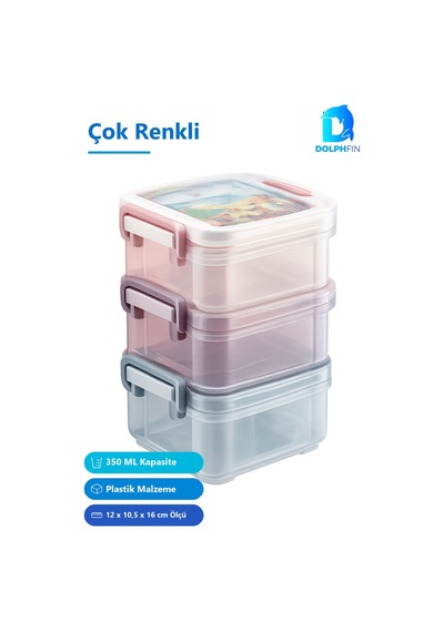 Çocuk Beslenme Seti 3 X 350 Ml Çok Renkli Plastik