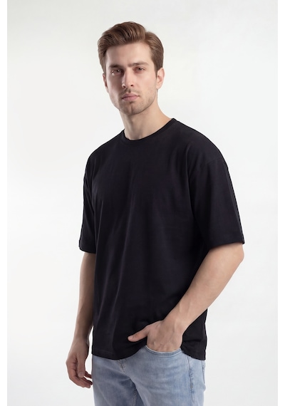 Monox Oversize Unisex 3'lü T-shirt Pamuk Rahat Kesim Siyah - Beyaz
