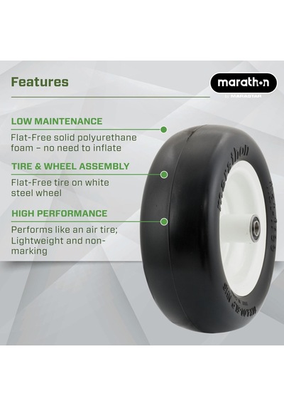 Lexroo 01411p 1x4,0-5 İnç Düz Serbest Çim Biçme Makinesi Tekerlek Lastiği, 5 İnç Göbek