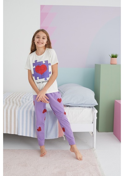 Siyah İnci Pamuklu Örme Pijama Takım 24117036 Çok Renkli