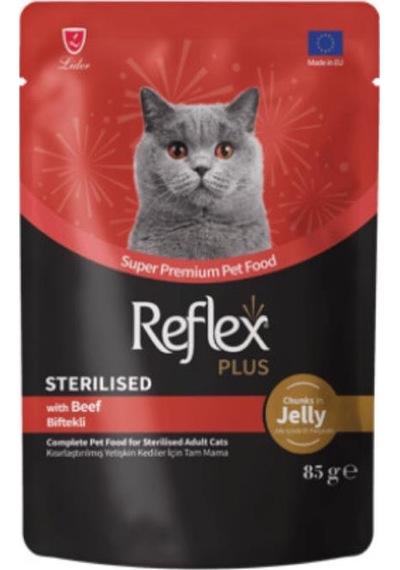 Reflex Plus Sos İçinde Parça Biftek Etli Kısırlaştırılmış Kedi Konservesi 85 Gr