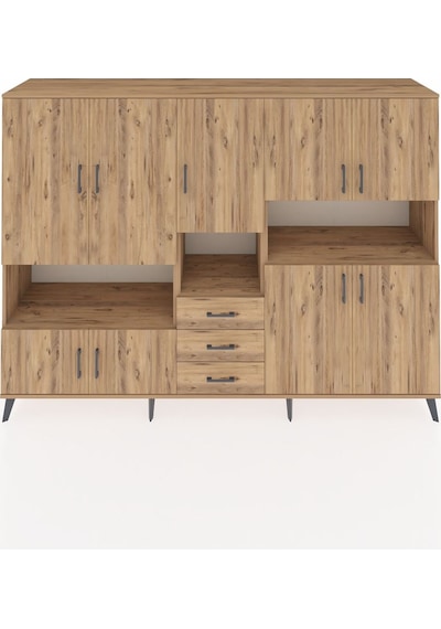 Hyperion Dolap 13 Raflı 3 Çekmeceli 9 Kapaklı 220x44x163 Çam-çam Çam-çam