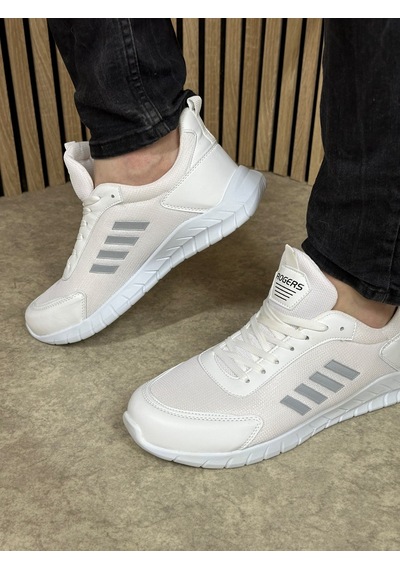 Günlük Erkek Sneaker Fileli Bağcıklı Rahat Esnek Dikiş Detaylı Yürüyüş Spor Ayakkabı 1453 Beyaz Gri Günlük Erkek Sneaker Fileli Bağcıklı Rahat Esnek Dikiş Detaylı Yürüyüş Spor Ayakkabı 1453 Beyaz Gri
