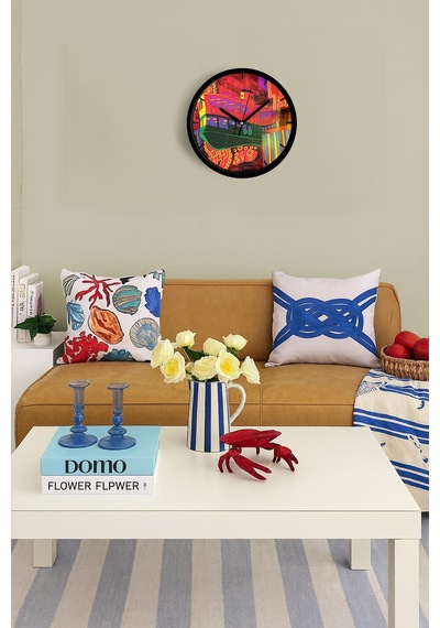 Neon Düşler Modern Tasarım Duvar Saati - 30cm - Önü Camlı Siyah Kasa - Sessiz Mekanizma-jh0491 Siyah