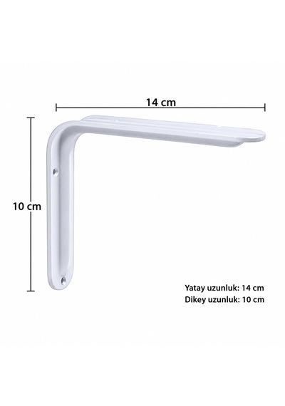 2 Li Beyaz Raf Ayağı 14x10 Cm L Tipi Raf Destek Aparatı Seti