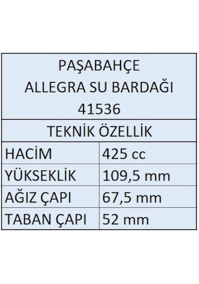 Paşabahçe 41536 Allegra Gri Su Bardağı 425Cc - 6 Adet