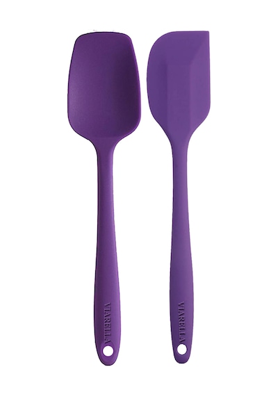 2li Mor Silikon Kaşık Spatula Yanmaz Yapışmaz Çizmez 27cm