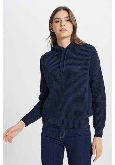 Wrangler Relaxed Fit Geniş Kesim Kapüşonlu Lacivert Triko Kazak W242711410 Lacivert