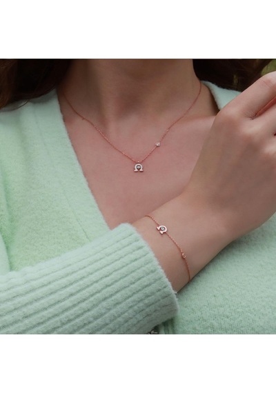 Şans Nalı Figürlü Zirkon Taşlı Mine İşli Rose Gold Kaplama Gümüş Takım Gümüş