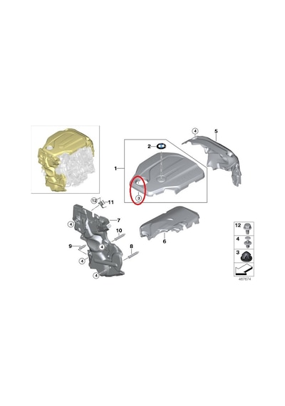 Bmw 3-5 Serisi Motor Üst Kapak Lastigi Yan Sanayi F20.F30.G20.E9 534674684