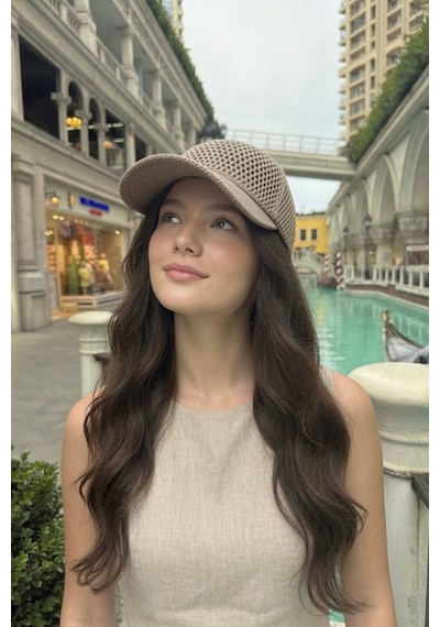 Mollycrush Kadın Vizon Simli Delikli Şapka Işıltılı Ajurlu Kep Modeli Vizon