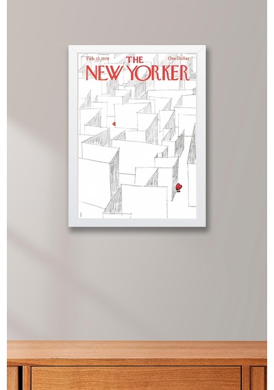 The New Yorker Çerçeveli Tablo February 13 1978 - Sevgililer Günü Labirenti Tablosu