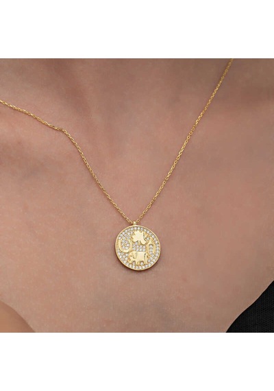 Gümüş Gold Fil Motifli Şans Kadın Kolye Altın