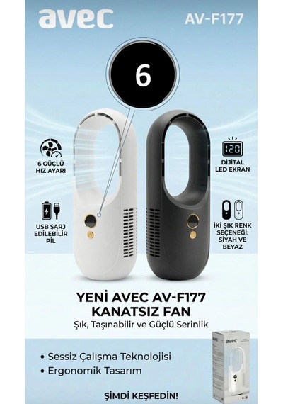 Avec Av-f177 Dijital Ekranlı Usb Şarjlı Masaüstü Fan