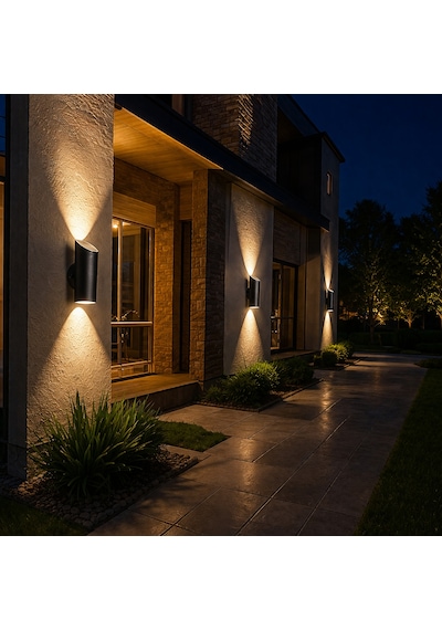 Forlife Fl-1710 2x3w Led Duvar Apliği 3200k Günışığı Petunya Metal Bahçe Duvar Lambası Ip64 Dış Mekan Siyah