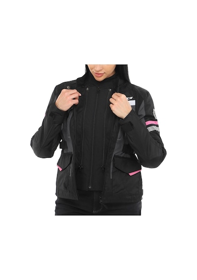 Ebakbak Motosiklet Kadın Montu 4 Mevsim Uzun Oxford 600-d Dayanıklı Kumaş Women Mont Black