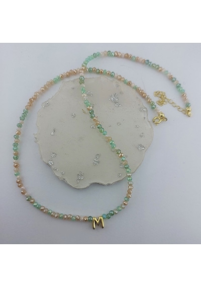 Vaoov 925 Ayar Gümüş Pastel Renkli Kristal Taşlı Harf Kolye