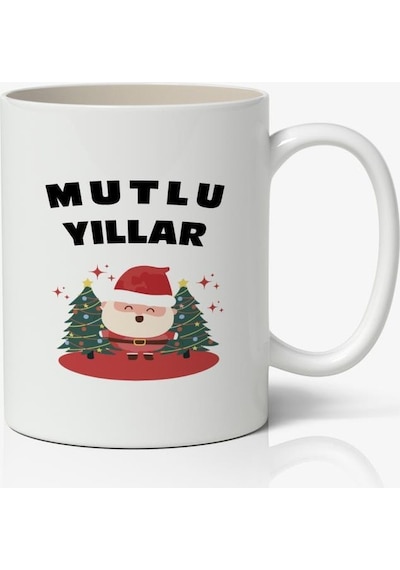 Yılbaşı Temalı Kupa Bardak Baskılı Kahve Kupa Bardak Model 10