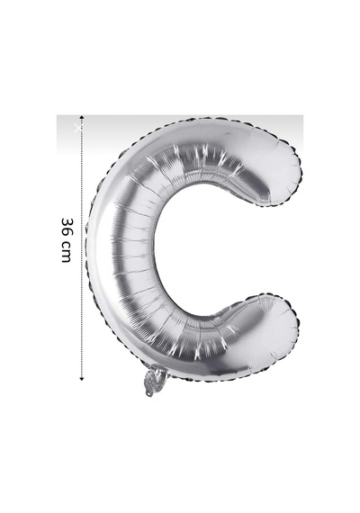 C Harfi Gri Gümüş Folyo Balon 34 76cm Helyum Uyumlu Uçan Balon Gri Gümüş Gri Gümüş