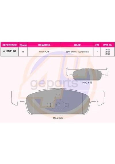 Fren Balata Symbol 3 2012 / Clio 4 2012 / Logan 2 2012 / Sandero Stepway 2012 15 Jant Ön 08912552