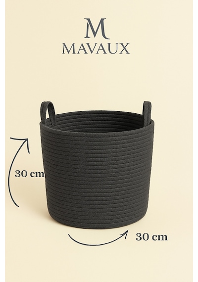 Mavaux Çok Amaçlı, 30cm-30cm Orta Boy, Yanları Saplı, Jüt, Hasır, Dokuma Sepet, Düzenleyici Organizer Antrasit