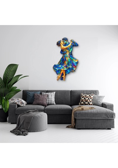 Mozaik Desenli Dans Eden Çift - Metal Tablo - Dec0271 47 X 80 Cm Çok Renkli