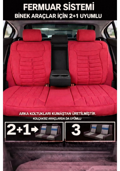 Dacia Logan 2004 Ve Sonrası Uyumlu Mira Serisi Kırmızı 5'li Oto Koltuk Minderi