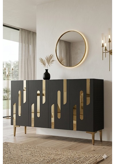 Ka1229ag Ece Konsol Ve Tv Sehpası Antrasit-gold 120cm Ka1229ag Ece Konsol Ve Tv Sehpası Antrasit-gold 120cm
