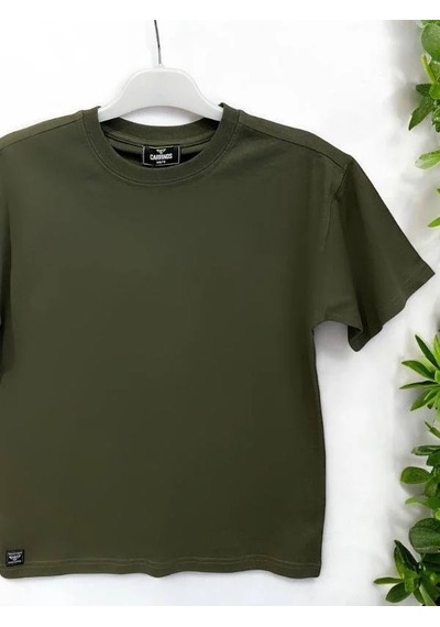 Carinos Erkek Çocuk Basic Pamuklu Tshirt-14555 Haki