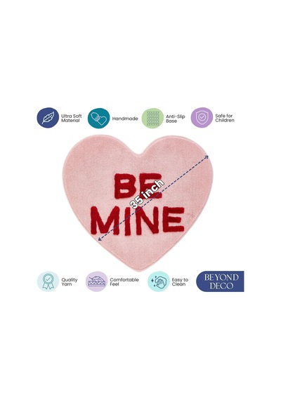 Tr Be Mine Pembe Kalp Halı 35 İnç, El Dokuma Eğlenceli Sevimli Y2k Tasarım Halılar Banyo, Mutfak, Oturma Odası, Ya Genel