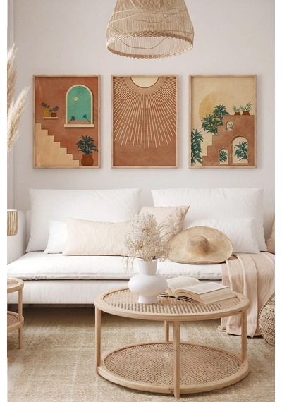 Artavessa Gerçek Ahşap Çerçeveli 3 Parça 3D Poster Tablo Seti - 3DARTSOHOSET27