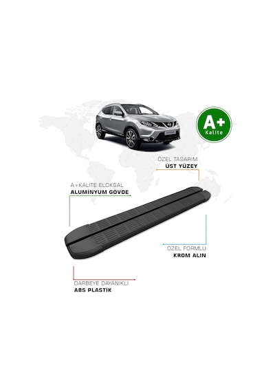 Nissan Qashqai Yan Basamak 2014 2021 Model S-line Siyah