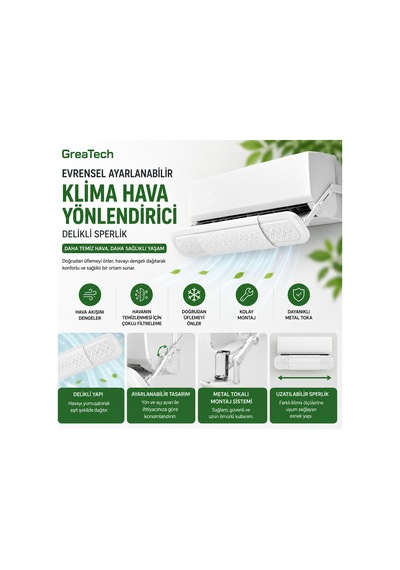 Evrensel Ayarlanabilir Metal Tokalı Hava Yönlendirici Klima Aparatı Delikli Split Tipi Sperlik - 863066363