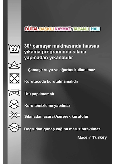 Gri Kaymaz Tabanlı Yıkanır Yollu Seksekli Çocuk Halısı Ar154 100 X 200 Cm Çok Renkli