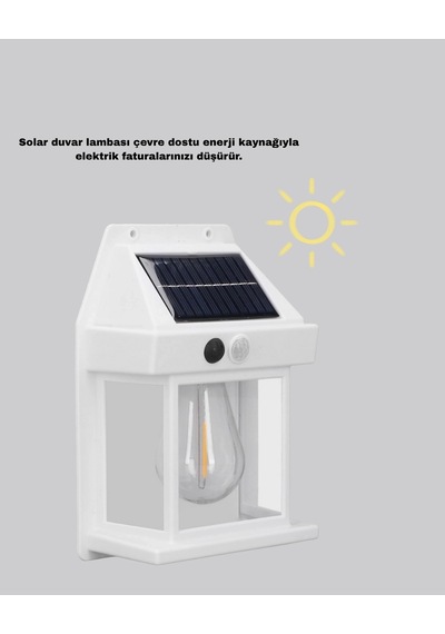 Mey İthalat Üç Modlu Güneş Enerjili Duvar Lambası 1800mah Bataryalı Ve Hareket Sensörlü Çok Renkli