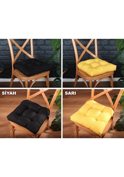 Altınpamuk Altınpamuk Sandalye Minderi Düğme Dikişi Detaylı 40X40Cm Bağcıklı