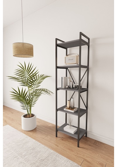 Nilamu Antrasit 45 Cm Kitaplık, Metal Aksamlı, Organizer, Ofis, 45 170 34 Antrasit