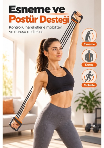 5 Lastikli Göğüs Direnç Yayı Kol Omuz Sırt Göğüs Egzersiz Aleti Evde Spor Fitness Ekipmanı Siyah