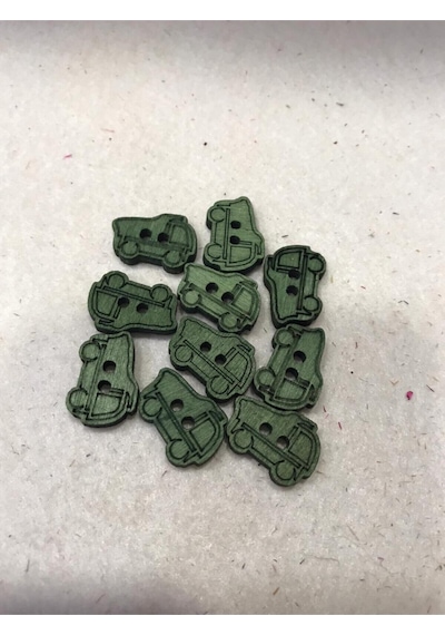 Ahşap Bebek Düğmesi 6 Adet 1,5 Cm / Yeşil