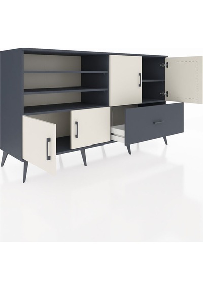 Hyperion Konsol 5 Raflı Tek Çekmeceli 4 Kapaklı 176x44x99 Antrasi Antrasit-aytaşı/antrasit Hyperion Konsol 5 Raflı Tek Çekmeceli 4 Kapaklı 176x44x99 Antrasi Antrasit-aytaşı/antrasit