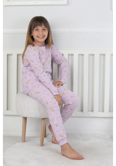 Kız Çocuk Lila Çiçek Desenli %100 Pamuk Fitilli Interlok Pijama Takımı 3-8 Yaş Koyu Lila Kız Çocuk Lila Çiçek Desenli %100 Pamuk Fitilli Interlok Pijama Takımı 3-8 Yaş Koyu Lila