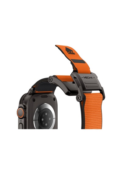 Watch 42mm Uyumlu Mohseven İwatch Mecha Sport Hasır Kordon Siyah-turuncu